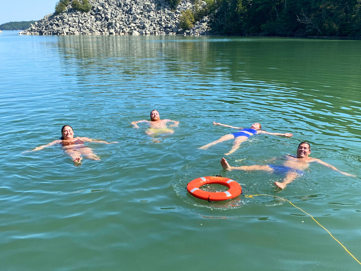Fun summer swimming in ocean.