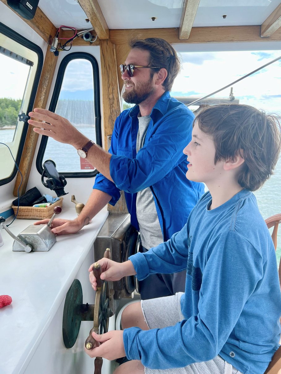 Kids learning to drive. Fun things do to in Deer Isle Stonington.